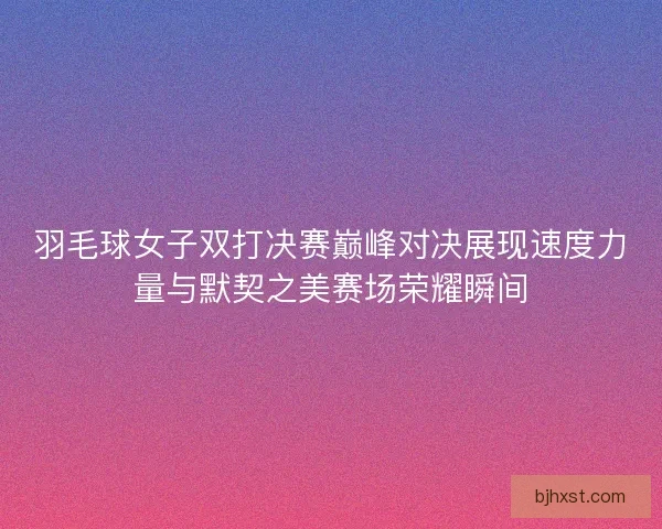 羽毛球女子双打决赛巅峰对决展现速度力量与默契之美赛场荣耀瞬间