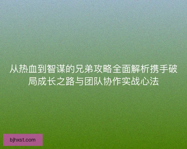 从热血到智谋的兄弟攻略全面解析携手破局成长之路与团队协作实战心法 从热血到智谋的兄弟攻略全面解析携手破局成长之路与团队协作实战心法